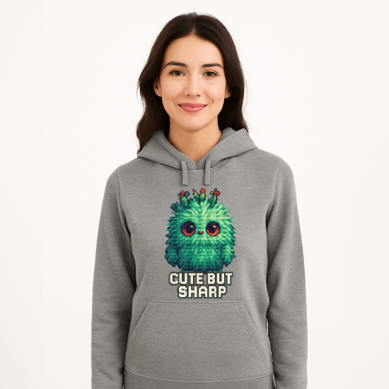 Дамски сив анорак с принт Cute But Sharp