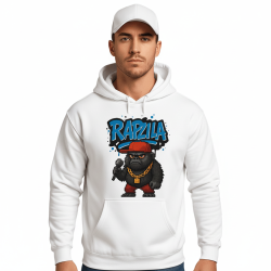 Мъжки бял анорак с надписът "RAPZILA"